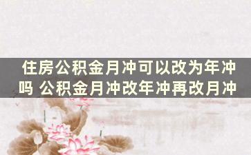 住房公积金月冲可以改为年冲吗 公积金月冲改年冲再改月冲